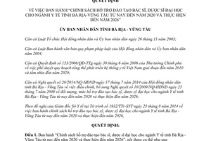 Quyết định 45/2014/QĐ-UBND hỗ trợ đào tạo bác sĩ dược sĩ đại học 2010 2026 Bà Rịa Vũng Tàu