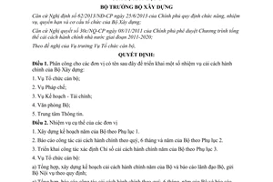 Quyết định 1134/QĐ-BXD năm 2014 phân công nhiệm vụ cải cách hành chính Bộ Xây dựng