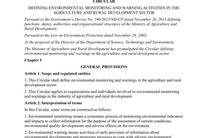 Circular No. 32/2014/TT-BNNPTNT defining environmental monitoring warning activities
