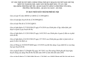 Quyết định 4695/QĐ-UBND năm 2014 Điều chỉnh Quy hoạch Khu đô thị mới Tây Nam Hà Nội