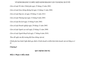 Nghị định 86/2014/NĐ-CP kinh doanh điều kiện kinh doanh vận tải bằng xe ô tô