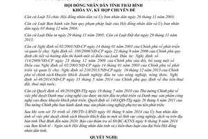 Nghị quyết 22/2014/NQ-HĐND chính sách đầu tư công nghiệp dịch vụ Thái Bình đến 2020