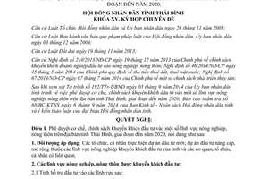Nghị quyết 23/2014/NQ-HĐND cơ chế chính sách khuyến khích đầu tư nông nghiệp Thái Bình đến 2020