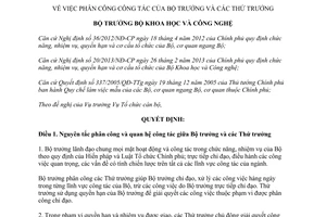 Quyết định 2390/QĐ-BKHCN năm 2014 phân công công tác Bộ trưởng Thứ trưởng Bộ Khoa học Công nghệ