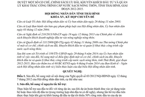 Nghị quyết 24/2014/NQ-HĐND sửa đổi 03/2012/NQ-HĐND công trình cấp nước sạch nông thôn Thái Bình 2012 2015