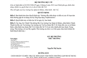 Quyết định 3556/QĐ-BYT 2014 điều trị rối loạn tâm thần thường do sử dụng ma túy tổng hợp