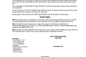 Quyết định 11/2014/QĐ-UBND bồi thường hỗ trợ tái định cư vật kiến trúc cây cối thu hồi đất Phú Thọ