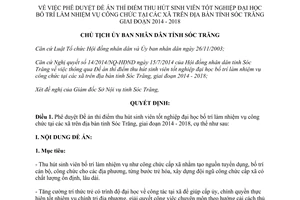 Quyết định 376/QĐTC-CTUBND 2014 thu hút sinh viên tốt nghiệp đại học làm công chức Sóc Trăng