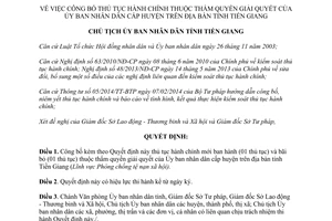 Quyết định 2214/QĐ-UBND năm 2014 công bố thủ tục hành chính thuộc thẩm quyền Ủy ban huyện Tiền Giang