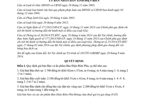 Quyết định 24/2014/QĐ-UBND quy định giá bán Báo và ấn phẩm Báo Điện Biên Phủ