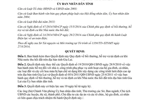 Quyết định 21/2014/QĐ-UBND bồi thường hỗ trợ tái định cư khi Nhà nước thu hồi đất Gia Lai