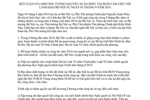 Thông báo 367/TB-VPCP 2014 kết luận Phó Thủ tướng tại buổi làm việc với Bộ Nội vụ