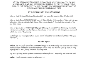 Quyết định 889/QĐ-UBND-HC 2014 bãi bỏ 57/2004/QĐ-UB thủ tục hành chính cơ chế một cửa Đồng Tháp