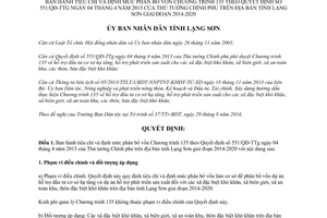 Quyết định 17/2014/QĐ-UBND tiêu chí định mức phân bổ vốn Chương trình 135 theo 551/QĐ-TTg Lạng Sơn