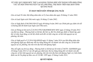 Quyết định 43/2014/QĐ-UBND mức thù lao hằng tháng thành viên đội công tác xã hội tình nguyện Quảng Ngãi