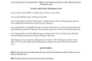 Quyết định 918/QĐ-UBND năm 2014 Quy chế phổ biến thông tin thống kê Nhà nước Kon Tum