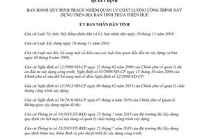 Quyết định 61/2014/QĐ-UBND trách nhiệm quản lý chất lượng công trình xây dựng Thừa Thiên Huế