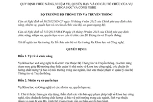 Quyết định 1305/QĐ-BTTTT năm 2014 chức năng nhiệm vụ quyền hạn cơ cấu tổ chức Vụ Khoa học và Công nghệ