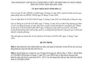 Quyết định 20/2014/QĐ-UBND Quy chế quản lý kinh phí mức hỗ trợ khuyến công Sơn La