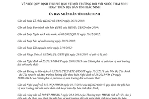 Quyết định 402/2014/QĐ-UBND thu phí bảo vệ môi trường nước thải sinh hoạt Bắc Ninh