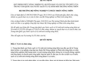 Quyết định 3906/QĐ-BNN-TCCB 2014 cơ cấu tổ chức Trung tâm Quốc gia Nước sạch Vệ sinh môi trường