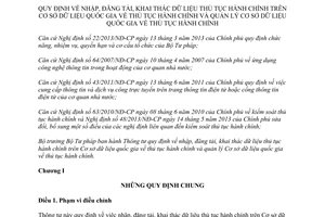 Thông tư 19/2014/TT-BTP nhập đăng tải khai thác dữ liệu thủ tục hành chính trên Cơ sở dữ liệu quốc gia