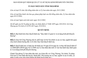 Quyết định 13/2014/QĐ-UBND quản lý sử dụng kinh phí khuyến thương Thái Bình