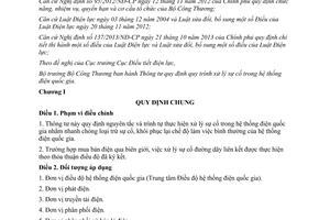 Thông tư 28/2014/TT-BCT quy trình xử lý sự cố trong hệ thống điện quốc gia