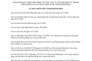 Quyết định 20/2014/QĐ-UBND trao đổi lưu trữ xử lý văn bản điện tử cơ quan nhà nước Khánh Hòa
