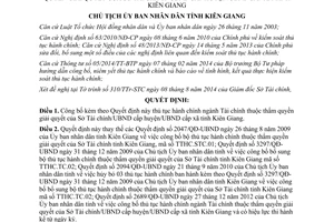 Quyết định 1934/QĐ-UBND năm 2014 thủ tục hành chính Tài chính Sở Tài chính Ủy ban Kiên Giang