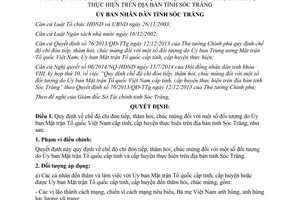 Quyết định 16/2014/QĐ-UBND chi đón tiếp thăm hỏi chúc mừng một số đối tượng Sóc Trăng