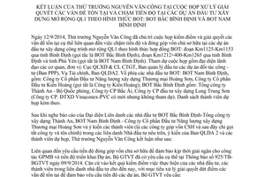 Thông báo 945/TB-BGTVT 2014 giải quyết dự án đầu tư xây dựng mở rộng QL1 BOT Bình Định