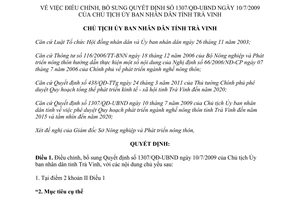 Quyết định 1515/QĐ-UBND 2014 điều chỉnh 1307/QĐ-UBND phát triển ngành nghề nông thôn Trà Vinh