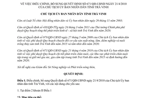 Quyết định 1516/QĐ-UBND 2014 điều chỉnh 671/QĐ-UBND phát triển chăn nuôi Trà Vinh