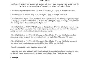 Thông tư 25/2014/TT-NHNN đăng ký thay đổi khoản vay nước ngoài doanh nghiệp không được bảo lãnh