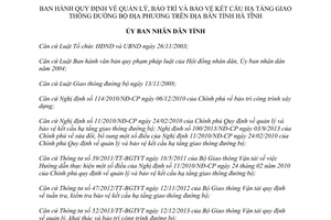 Quyết định 61/2014/QĐ-UBND quản lý bảo trì bảo vệ kết cấu hạ tầng giao thông đường bộ địa phương Hà Tĩnh