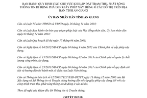 Quyết định 32/2014/QĐ-UBND khu vực đặt trạm thu phát sóng di động phải xin giấy phép xây dựng An Giang