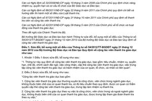 Thông tư 31/2014/TT-BGDĐT sửa đổi 54/2012/TT-BGDĐT cộng tác viên thanh tra giáo dục