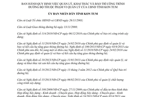 Quyết định 50/2014/QĐ-UBND quản lý khai thác bảo trì công trình đường bộ thuộc Ủy ban Kon Tum