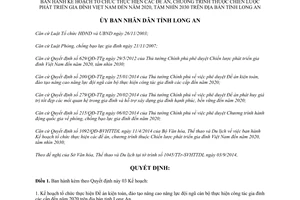 Quyết định 3079/QĐ-UBND năm 2014 nâng cao năng lực đội ngũ cán bộ công tác gia đình năm 2020 Long An