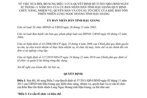 Quyết định 26/2014/QĐ-UBND sửa đổi cơ cấu tổ chức Khu Bảo tồn thiên nhiên Lung Ngọc Hoàng Hậu Giang