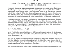 Chỉ thị 25/2014/CT-UBND quản lý hoạt động quảng cáo Hồ Chí Minh