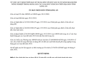 Quyết định 40/2014/QĐ-UBND thời hạn sử dụng đất sản xuất kinh doanh phi nông nghiệp Long An