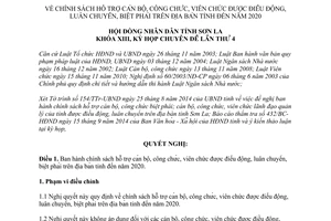 Nghị quyết 91/2014/NQ-HĐND chính sách hỗ trợ cán bộ công viên chức được điều động Sơn La đến 2020