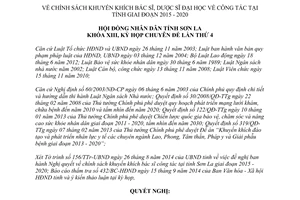 Nghị quyết 90/2014/NQ-HĐND chính sách khuyến khích bác sĩ dược sĩ đại học công tác Sơn La 2015 2020