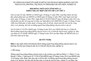 Nghị quyết 86/2014/NQ-HĐND khuyến khích người hoạt động không chuyên trách xã phường thị trấn Sơn La