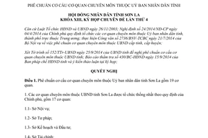 Nghị quyết 89/NQ-HĐND 2014 phê chuẩn cơ cấu cơ quan chuyên môn Uỷ ban nhân dân Sơn La