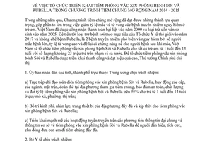 Chỉ thị 29/CT-TTg năm 2014 tiêm phòng vắc xin Sởi Rubella 2014 - 2015