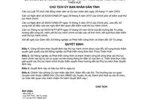 Quyết định 1867/QĐ-UBND năm 2014 công bố thủ tục hành chính sửa đổi Sở Nông nghiệp nông thôn Huế