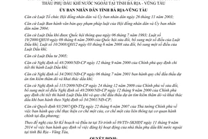 Quyết định 47/2014/QĐ-UBND đăng ký trụ sở điều hành nhà thầu phụ dầu khí nước ngoài Bà Rịa Vũng Tàu